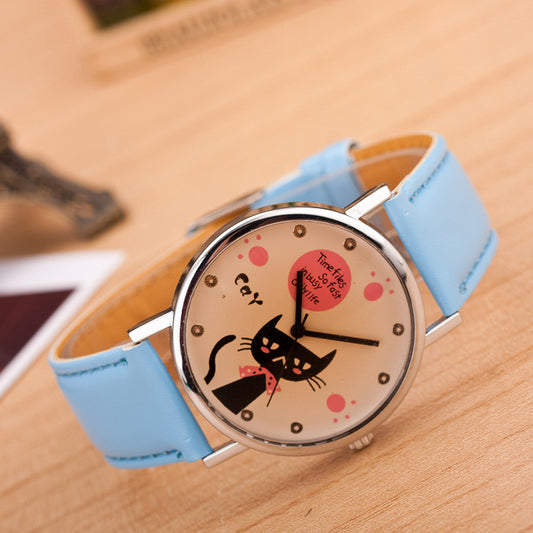 Cute Kitty Leather Watch