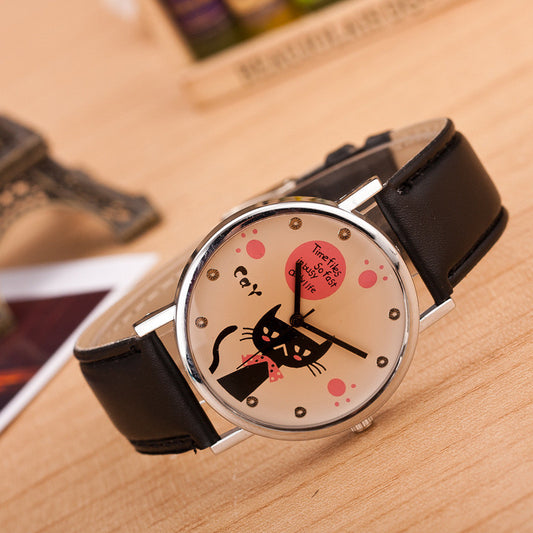 Cute Kitty Leather Watch