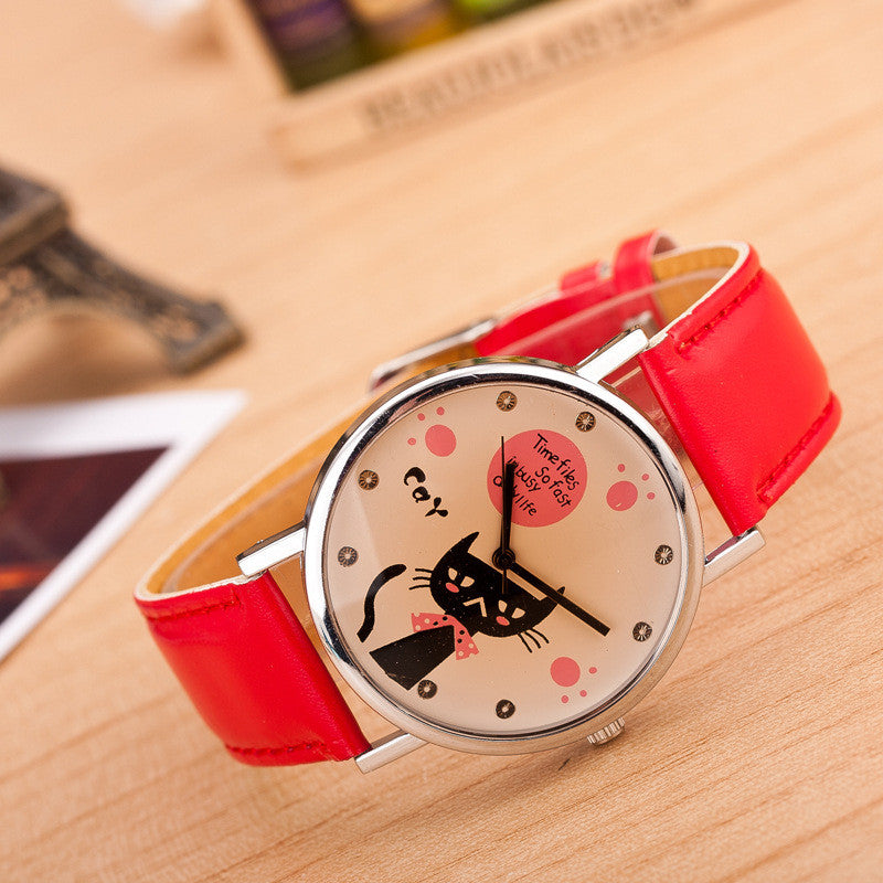 Cute Kitty Leather Watch