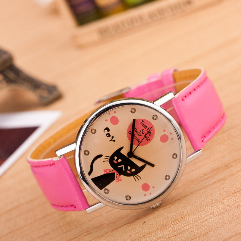 Cute Kitty Leather Watch