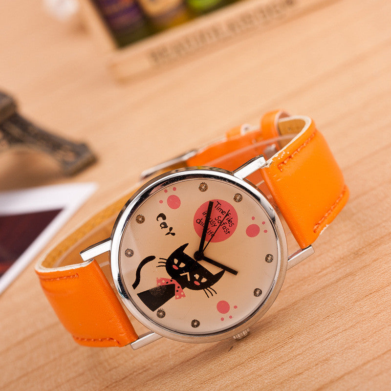 Cute Kitty Leather Watch