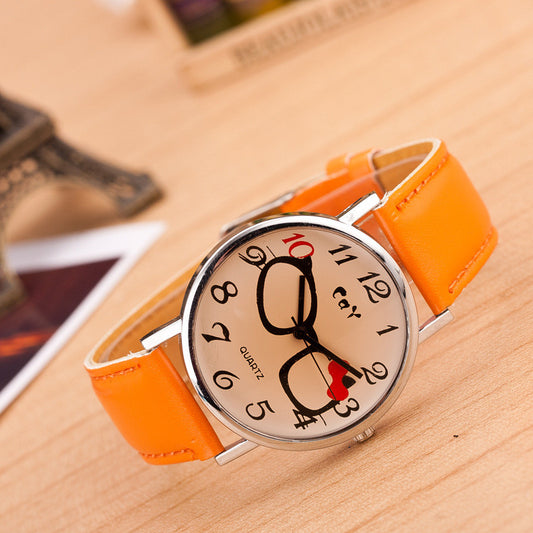 Glasses Bowknot Print Watch