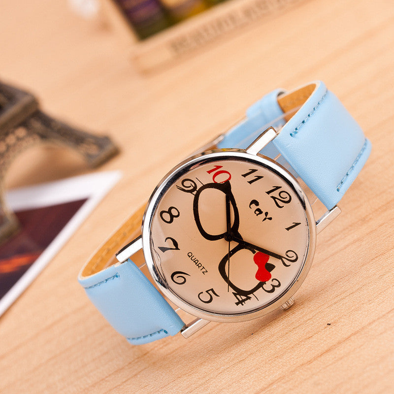 Glasses Bowknot Print Watch