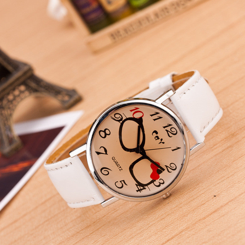 Glasses Bowknot Print Watch