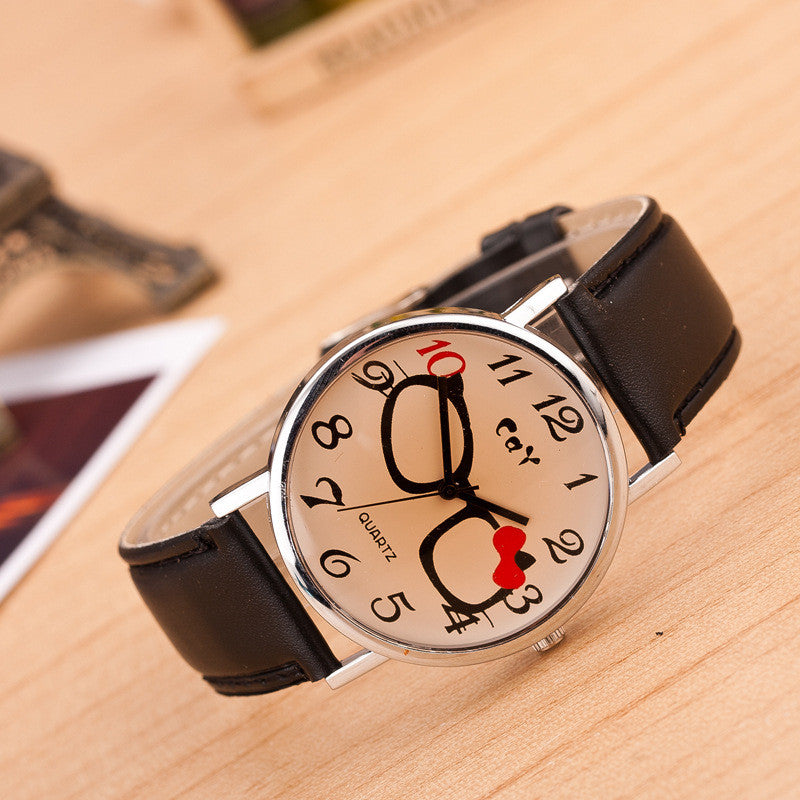 Glasses Bowknot Print Watch