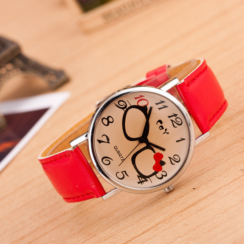 Glasses Bowknot Print Watch