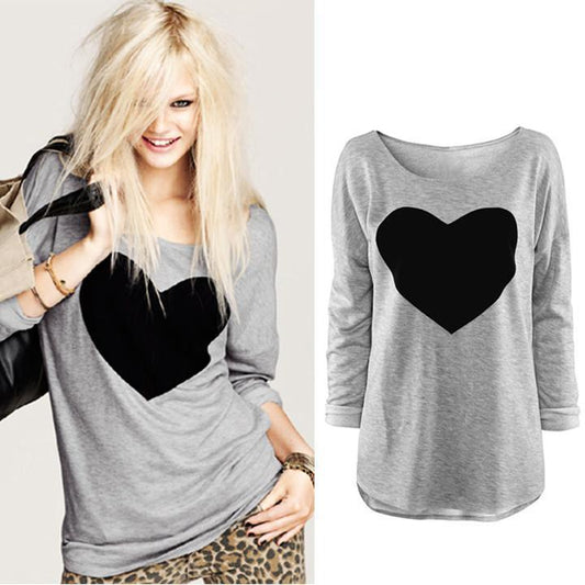 Clearance Heart Pattern Long Sleeve T-Shirt