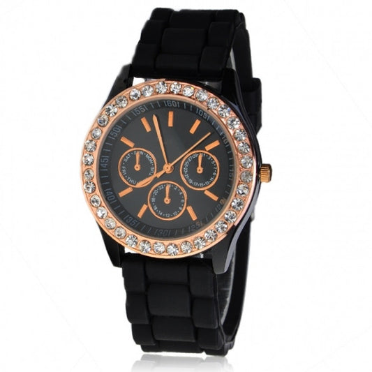 Silicone Golden Crystal Stone Quartz Girl Jelly Colorful Wrist Watch