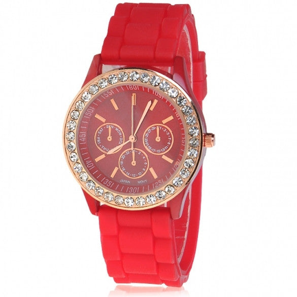 Silicone Golden Crystal Stone Quartz Girl Jelly Colorful Wrist Watch