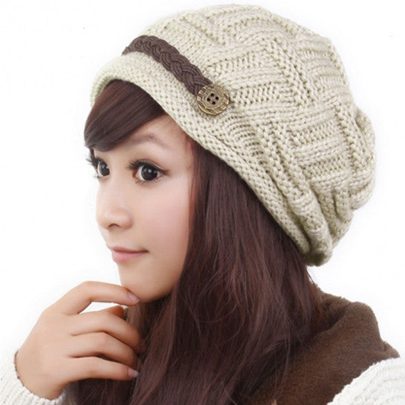 Winter Plicate Baggy Beanie Women's Knitted Ski Hat Cap