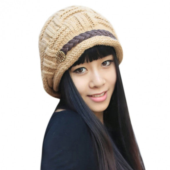 Winter Plicate Baggy Beanie Women's Knitted Ski Hat Cap