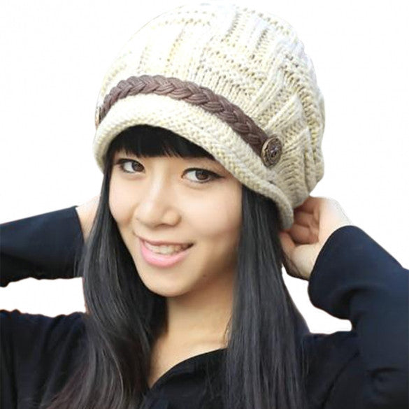 Winter Plicate Baggy Beanie Women's Knitted Ski Hat Cap