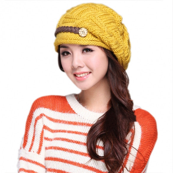 Winter Plicate Baggy Beanie Women's Knitted Ski Hat Cap