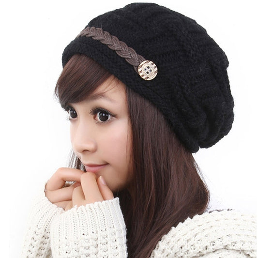 Winter Plicate Baggy Beanie Women's Knitted Ski Hat Cap