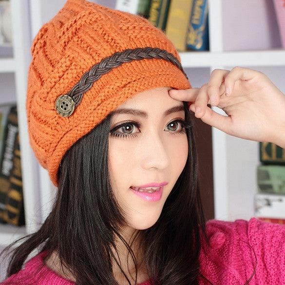 Winter Plicate Baggy Beanie Women's Knitted Ski Hat Cap