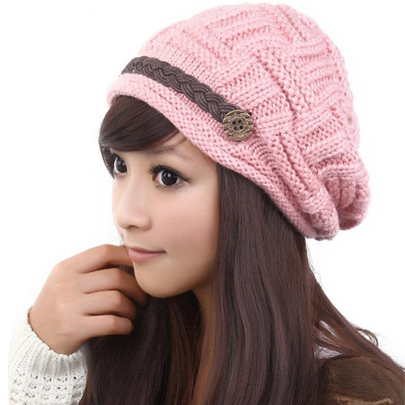 Winter Plicate Baggy Beanie Women's Knitted Ski Hat Cap