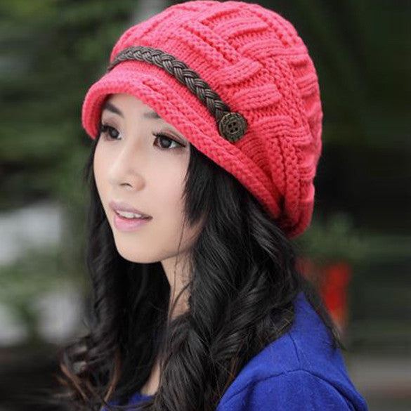 Winter Plicate Baggy Beanie Women's Knitted Ski Hat Cap