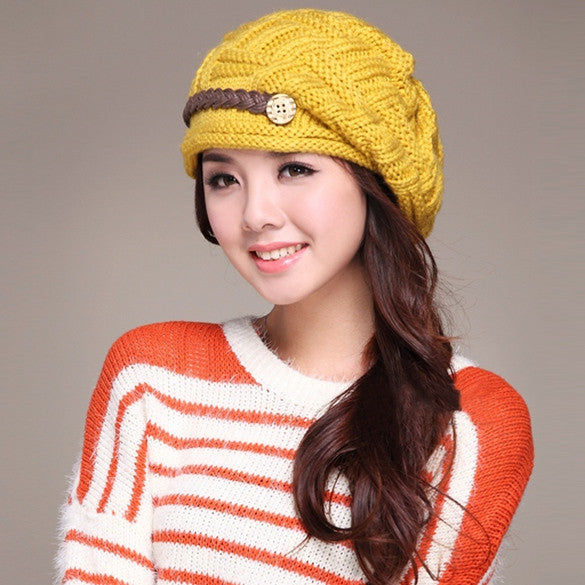 Winter Plicate Baggy Beanie Women's Knitted Ski Hat Cap