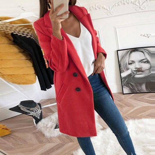 Simple Slim Plain Wool Coat