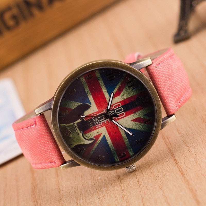 Denim Retro God Save Queen Watch