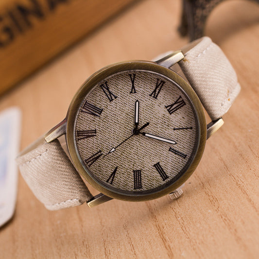 Classic Denim Strap Roman Number Watch