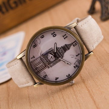 Denim Retro Big Clock Tower Watch