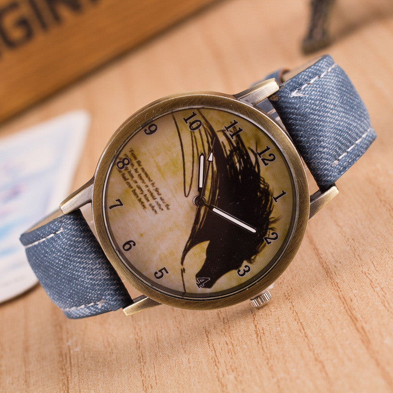 Retro Scrawl Denim Watch