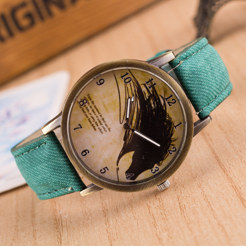 Retro Scrawl Denim Watch