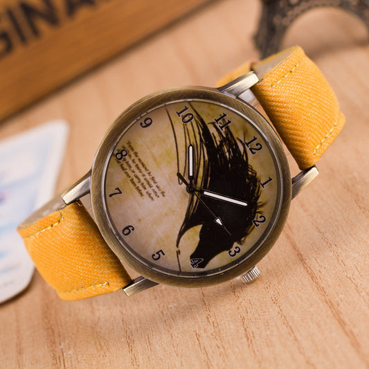 Retro Scrawl Denim Watch