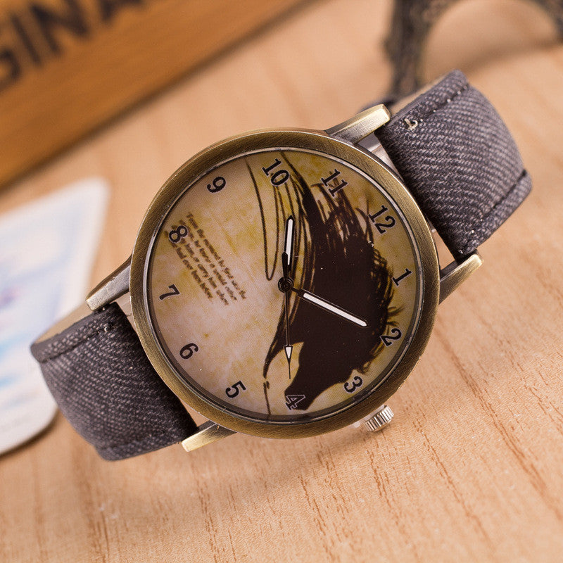 Retro Scrawl Denim Watch