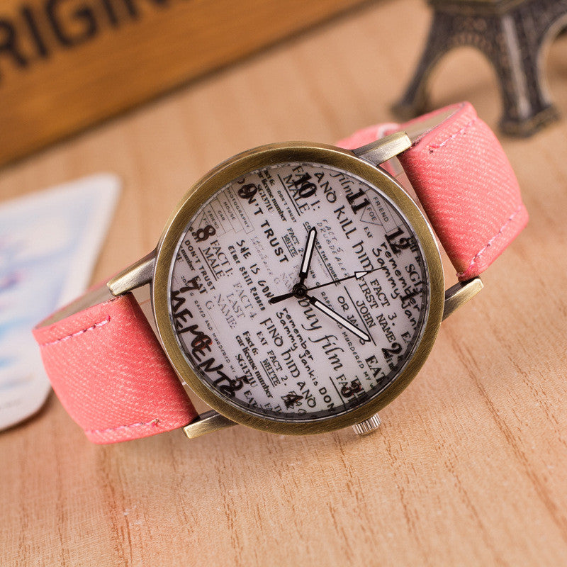 British Retro Denim Scrawl Watch