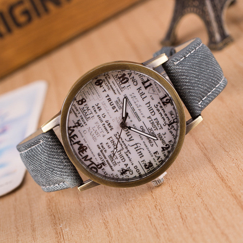 British Retro Denim Scrawl Watch