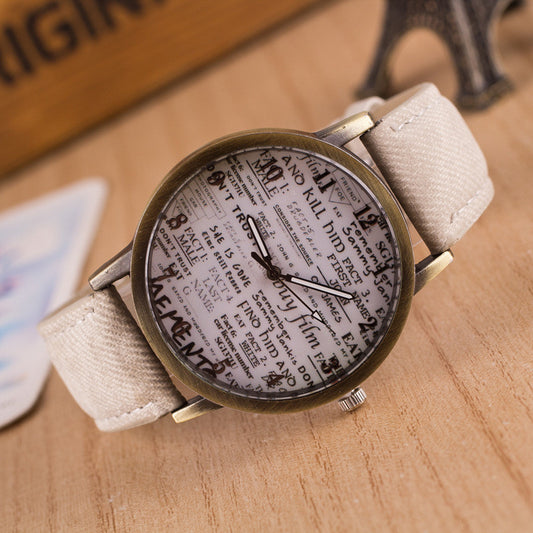 British Retro Denim Scrawl Watch