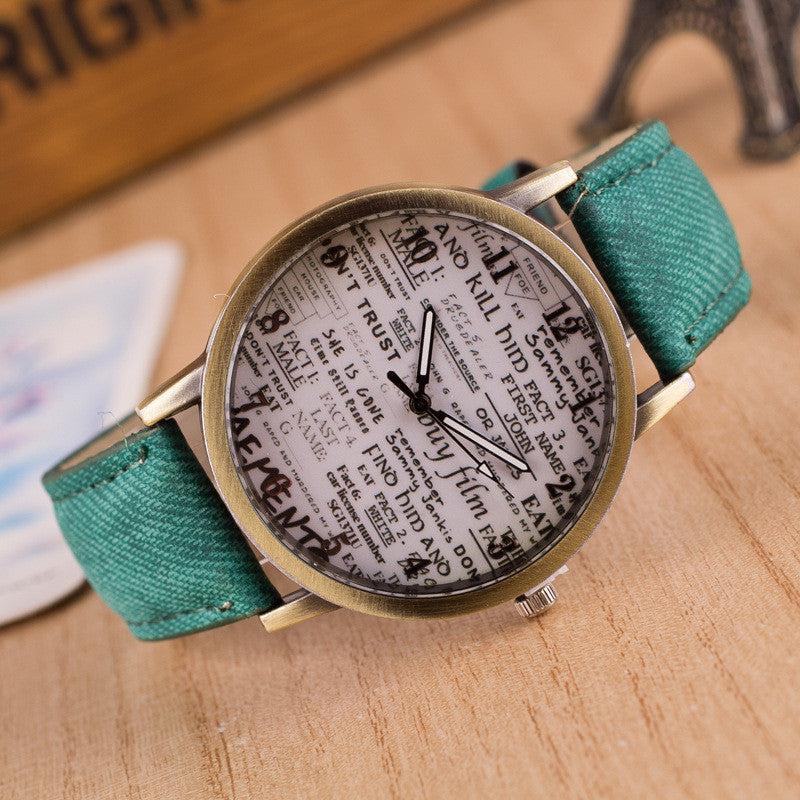 British Retro Denim Scrawl Watch