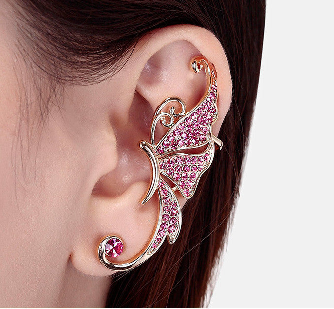 Beautiful Crystal Butterfly Single Ear Clip