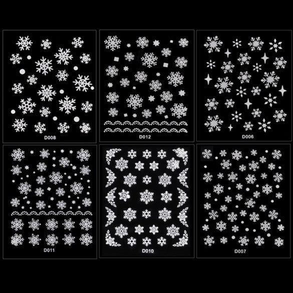 Christmas Snowflakes Design 3D Nail Art Stickers Decals 6 Sheet