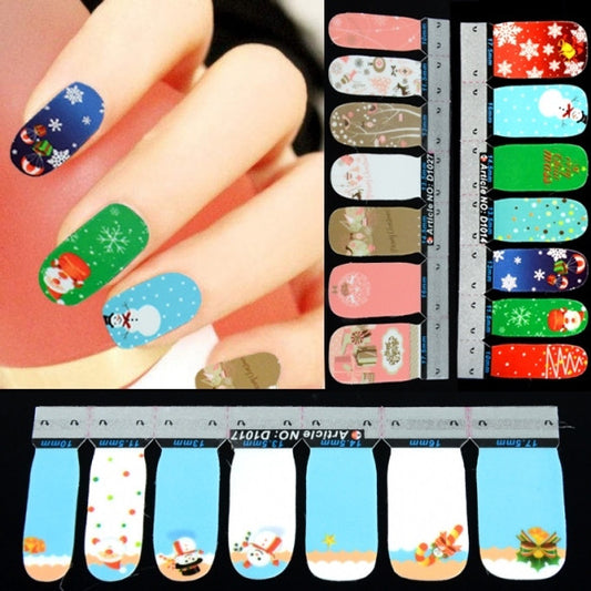 42Pcs Christmas Nail Art Sticker Full Wrap Patch Decal