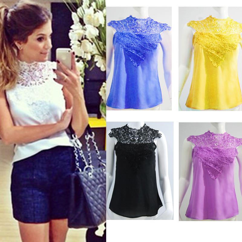 Lace High Neck Sleeveless Backless Slim Blouse - Meet Yours Fashion - 4