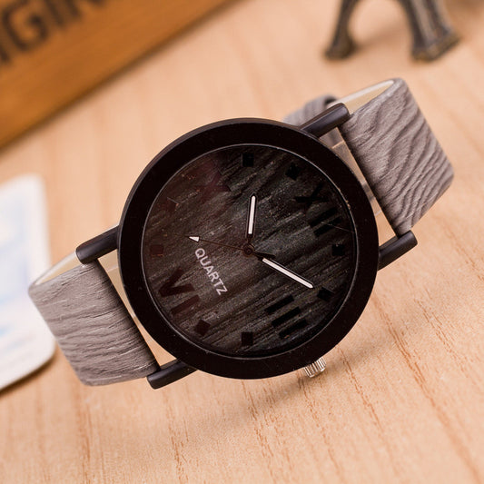 Popular Wood Grain Print Strap Watch