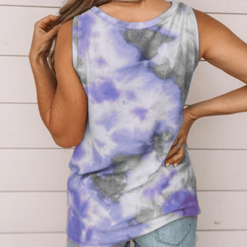 Casual Tie Dye Sleeveless Loose Tank Top T-shirts