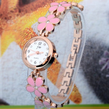 Women's Daisies Flower Rose Gold Bracelet Wrist Watch Quartz