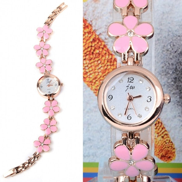 Women's Daisies Flower Rose Gold Bracelet Wrist Watch Quartz