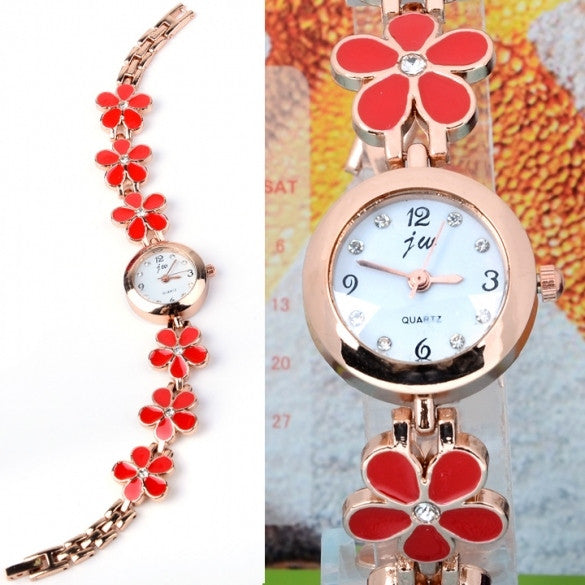 Women's Daisies Flower Rose Gold Bracelet Wrist Watch Quartz