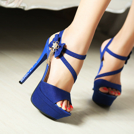 Fashionable Club Diamond Flowers High-Heeled Sandals