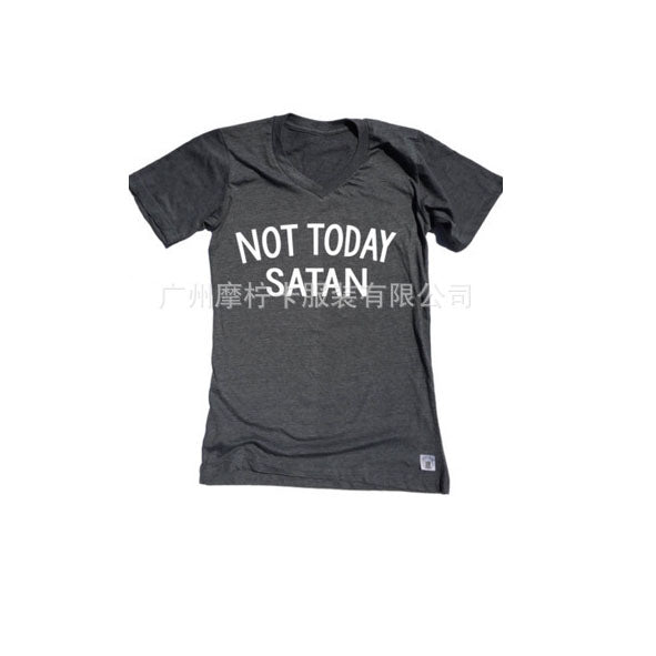 Letter Print V-neck Short Sleeves T-shirt