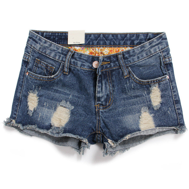 Rough Edges Low Waist Fashion Plus Size Ripped Denim Shorts - Meet Yours Fashion - 1