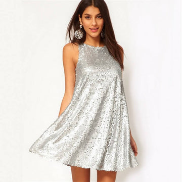 Sexy Sequins Halter Sleeveless Short Dress