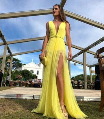 V-neck Pure Color Sleeveless Long Dress