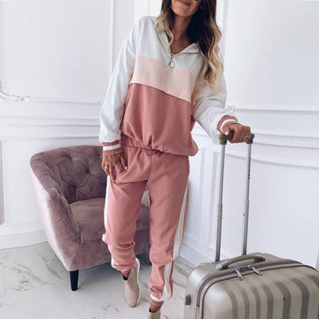 Patchwork Crop Top High Waist Pencil Pants Set