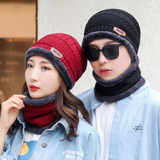 New men's and women's winter thickened Plush knitted cotton hat cycling cold proof wool hat damp warm Korean outdoor hat